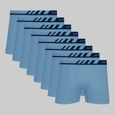 Imagem de Kit 8 Cuecas Lupo Boxer Microfibra Sem Costura 00671, Azul claro, XG