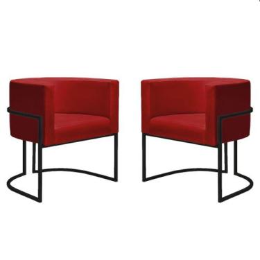 Imagem de Kit 2 Poltronas Decorativa Consultório Luna Suede Base Preta - Straso 