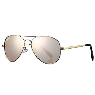 Imagem de Óculos de sol aviador polarizados para homens e mulheres, proteção UV, 58 mm, Espelhado rosa dourado, Medium