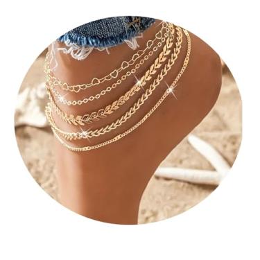 Imagem de Tornozeleira feminina verão praia corrente de pé joias modernas presente tornozeleira pulseiras, One Size, Liga de aço, Sem Pedra Preciosa