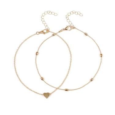 Imagem de Tornozeleiras douradas delicadas para mulheres, conjunto de pulseiras de tornozelo empilháveis que não mancham, corrente de praia de verão para presente de joias, normal, Liga de aço, Sem Pedra