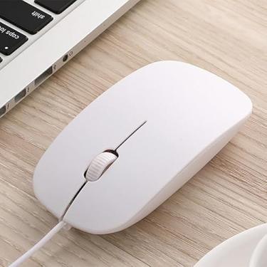 Imagem de Mouse com fio para computador e laptop, mouse com fio USB, uso à mão direita ou esquerda - branco