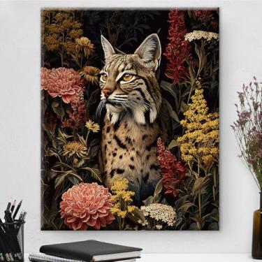 Imagem de Arte de parede botânica vintage emoldurada - Dark Academia Flowers Decoração de parede para quarto, sala de estar, casa, 20 x 25 cm