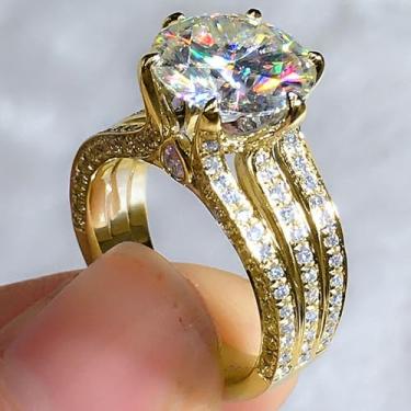 Imagem de Anéis de noivado de zircônia cúbica branca banhada a ouro branco e ouro, alianças de compromisso, festas noturnas, presentes de dia dos namorados, alianças de eternidade para mulheres, 8, Cobre, Sem