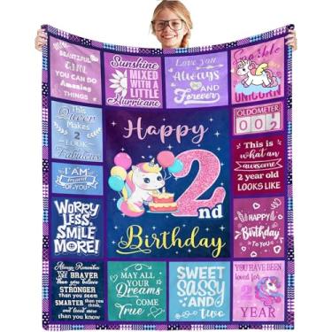 Imagem de Presentes de aniversário para meninas de 2 anos - Cobertor ultramacio para decorações de aniversário de dois anos, presentes para bebês de 2 anos, cobertor de lã de celebração 127 x 101 cm