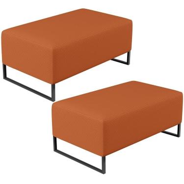 Imagem de Kit 02 Puff Decorativo Para Sala De Estar Cléo W01 Base De Ferro 90cm Tecido Terracota