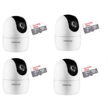 Imagem de Kit 4 Câmera Ip 360° Full Hd Im4 Mibo Intelbras + Sd 128gb Ultra