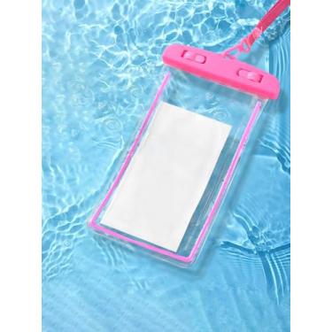 Imagem de Bolsa de telefone à prova d'água para o verão, capa de telefone à prova d'água, bolsas secas adequadas para telefones celulares abaixo de 7,2 polegadas, necessidades de praia para parque aquático