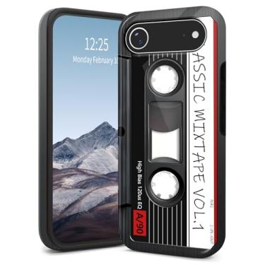 Imagem de SichKards Capa para iPhone Air, capa híbrida fina de camada dupla - capa rígida de policarbonato + silicone macio, à prova de choque, resistente a arranhões e antiamarelamento, fita cassete