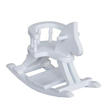 Imagem de Cadeira de cavalo de balanço de madeira em miniatura para Dollhouse 1: