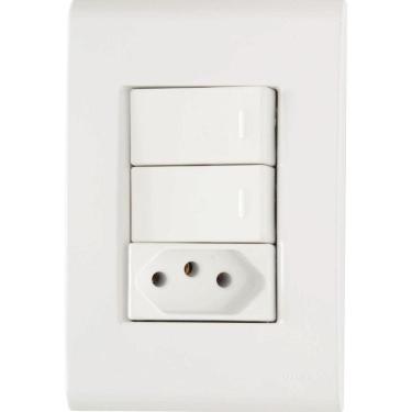 Imagem de Conjunto 4x2 Com 2 Interruptores Simples 10 A 250 V E 1 Tomada 2p+t 10 A 250 V Liz Branco
