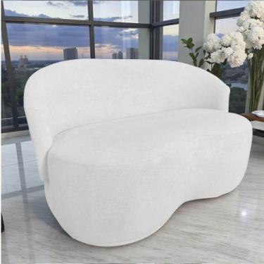 Imagem de Namoradeira Decorativa Beatriz Orgânica Couro Branco - Mansão Decor