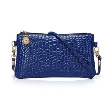 Imagem de Bolsa transversal feminina com zíper e carteira de ombro, Azul, Medium, Casual