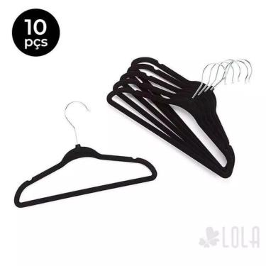 Imagem de Kit 10 Unidades Cabide Infantil De Veludo 30cm Preto
