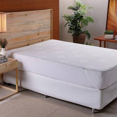 Imagem de Protetor De Colchão Com Elástico Impermeável Jacquard Texturizada King 100% Poliéster - Branco