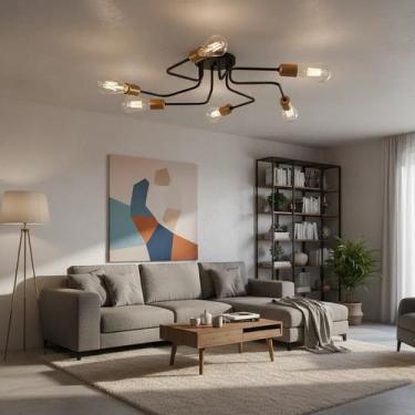 Imagem de Lustre Luminária de Teto Plafon Sputnik 6 Braços S Pendente Moderno Ho