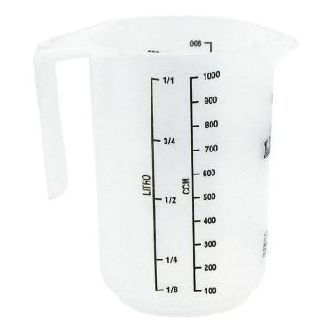 Imagem de 2X Jarra Medidora + Copo Medida Graduado Plastico Cor Branco