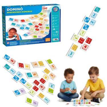 Imagem de Domino Infantil Colorido Numeros Pedagogico Jogo Peças Cores - Pais e 