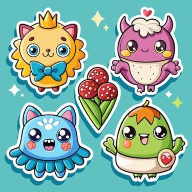 Imagem de Adesivo Decorativo Kawai para Quarto e Cadernos - Design Fofo e Mascote para Crianças 30x30cm