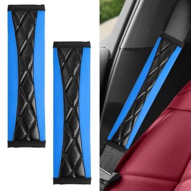 Imagem de 2 peças de capa de cinto de segurança de carro, capas de cinto de segurança de couro macio para carro, protetor de alça de ombro de cinto de segurança, almofadas de ombro para veículos, almofada de