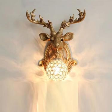 Imagem de Luminária de parede LED estilo veado, contemporânea, para sala de estar, quarto, escritório, casa de campo, hotel, quarto infantil, corredor, decoração artística (Estilo 40)