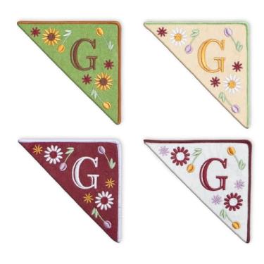 Imagem de TenDawn Marca de canto bordada personalizada, pacote com 4, canto de marcador de página de feltro inicial, presente para amantes de livros