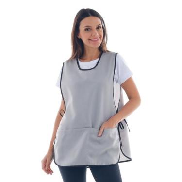 Imagem de Bata Jaleco Avental Tecido Oxford com Bolsos Amarração e Ajuste Latera