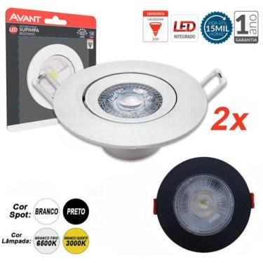 Imagem de Kit 2 Spot Led Embutir Direcionável Redondo Quente Frio - Avant, Branc