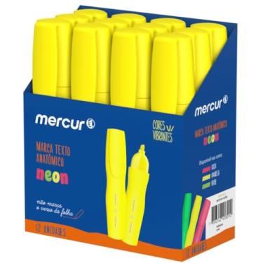 Imagem de Caneta Marca Texto, Mercur, Amarelo, Anatômico, Caixa com 12