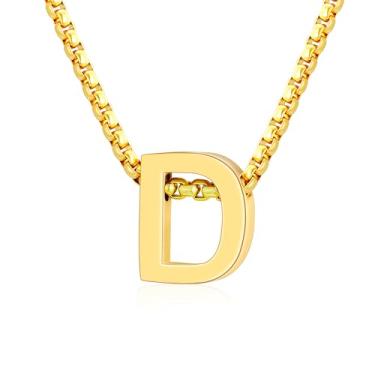 Imagem de VULETO Colar com letra A-Z com inicial A-Z, presente para meninos e homens, pingente de letra de aço inoxidável, dia dos namorados, joias de aniversário, ideias de presentes para adolescentes e