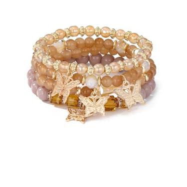 Imagem de Pulseiras femininas com contas de borboleta, pilhas modernas, boho, miçangas, pacote de joias da amizade, Medium, Cristal, Sem Pedra Preciosa