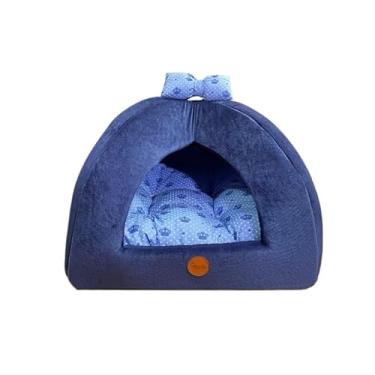 Imagem de Cama Pet Para Gato Ou Cachorro Pequeno Almofada Removivel Dupla Face Fundo Impermeavel Tamanho M E G(Azul Coroa,M)