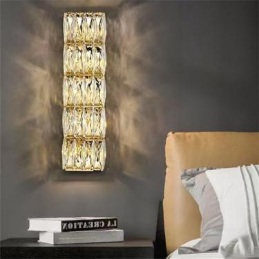 Imagem de Luminária de parede moderna e luxuosa em cristal com LED, ideal para sala de estar, quarto, cabeceira, casa de campo, hotel, escritório, escada e corredor (Estilo 30 D12H50CM)