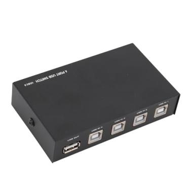 Imagem de Interruptor USB de 4 portas, interruptor de compartilhamento periférico USB 2.0 manual para impressora, scanner, câmera, teclado, caixa de comutação USB multicomputador para uso em escritório e casa