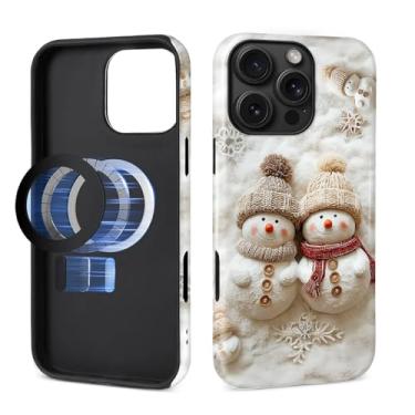Imagem de Capa para iPhone 16 Pro Max [compatível com MagSafe], silicone macio brilhante + capa protetora 2 em 1 de policarbonato rígido antiarranhões à prova de choque para mulheres e homens - boneco de neve