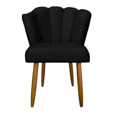 Imagem de Cadeira Pétala de Veludo Premium para Sala de Jantar – Design Moderno com Pé Palito(Preto)