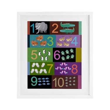 Imagem de Stupell Industries Blocked Kid's Educational Counting Impressão emoldurada branca sob vidro, design por Carla Daly, 40,6 x 33,5 cm