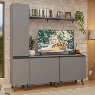 Imagem de Rack para TV até 70 Polegadas + Prateleira 200cm Cinza Nice Madesa 02