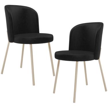 Imagem de Kit 02 Cadeiras Para Sala de Jantar Cozinha Estofada Gavi Arena L02 Couríssimo Preto - Lyam Decor