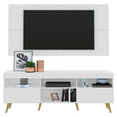 Imagem de Rack Com Painel Tv 65" Retrô Flórida Multimóveis V3133 Branco/Natural Branco/Natural