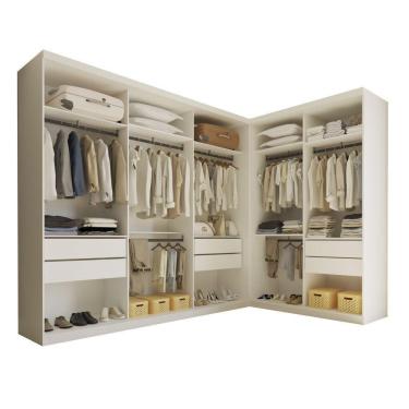 Imagem de Closet Casal França Sem Portas 2 Módulos 6 Gavetas Minastex Branco