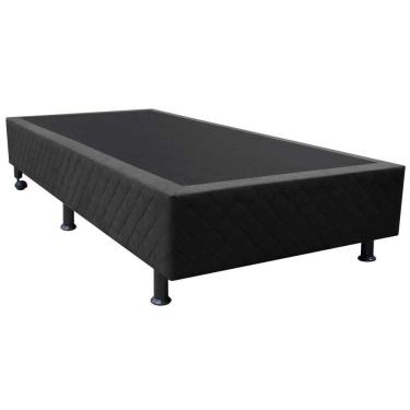 Imagem de Base Para Cama Solteiro 88x188cm Liz S05 Suede Bordado Preto - Mpozenato