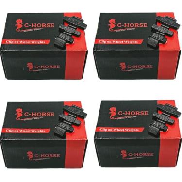 Imagem de C-HORSE Pesos de roda com clipe 400Psc preto revestido sortido - 4 estilos (AW, FN, MC, P) - balanceadores de aro tipo martelo - 7,1 g, 14,2 g, 21,3 g, 28,3 g - 100 peças para cada estilo, adequado