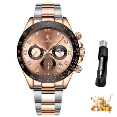 Imagem de Relógio Masculino De Luxo, à Prova D'água, Com Mostrador Luminoso, Data e Cronógrafo, Em Aço Inoxidável, Relógio Esportivo De Quartzo Para Homens.629-Ouro rosa