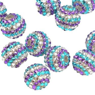 Imagem de ARTISAMILY 20 contas de strass azuis de 20 mm para caneta, contas grossas de cristal chiclete para chaveiro, pulseira artesanal, contas artesanais para fabricação de joias, espaçador solto, decorativo