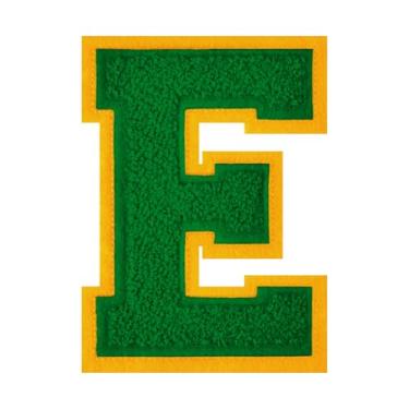 Imagem de 1 peça de patch de letra de chenille verde de 11,4 cm – Remendos do alfabeto para roupas, jaquetas, mochilas, chapéus para decoração personalizada, nome personalizado e artesanato. (E)