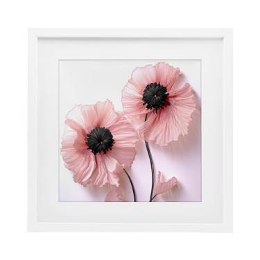 Imagem de Stupell Industries Impressão emoldurada adequadamente rosa papoulas brancas sob vidro, design por Sasha, 13 x 13