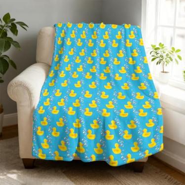 Imagem de Cobertor de lã Yellow Ducks 101,6 x 127 cm para sofá cama, cobertor de flanela de microfibra super macio e aconchegante leve para mulheres, homens e crianças