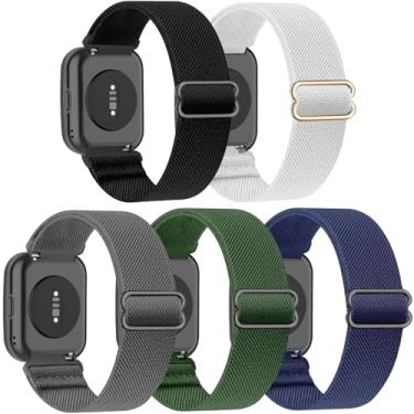 Imagem de ZOCOVIN Pacote com 5 pulseiras elásticas para Amazfit Bip 5/GTR 4/GTR 3 Pro/GTR 3/GTR 2/2e/GTR 47 mm, pulseira elástica de nylon macio esportivo para Amazfit Balance/Cheetah