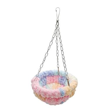 Imagem de IEUDNS Rede suspensa para pássaros, de inverno, fácil instalação, cama fofa para reprodução, acessórios para gaiola de pássaros para canários e, Rosa